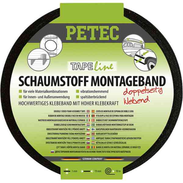 Petec Schaumstoff-Montageband doppelseitig klebend, 19 mm x 10 m Garantierte Lieferung