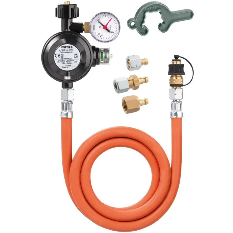 Garantierte Lieferung GOK Gasregler-Schlauchleitung-Set mit Manometer, 50 mbar