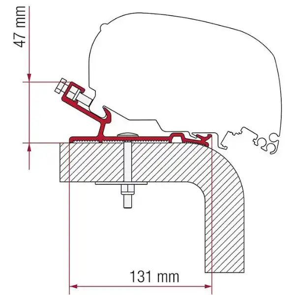 Fiamma Adapter f. Dachmarkise F65 S / F65 L passend f. Hymer, 370 cm Letzte Chance