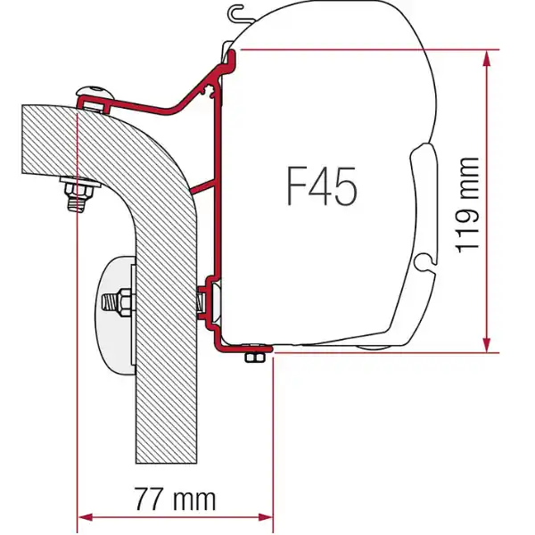 Angebot Fiamma Adapter zur Wandmarkise F45 S/F45 L passend f. Hymer Van/B2, 350 cm