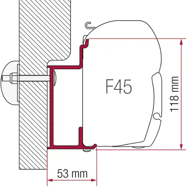 Fiamma Adapter zu Wandmarkise F45 S/F45 L passend f. Eura Mobil Karmann, 350 cm Letzte Chance