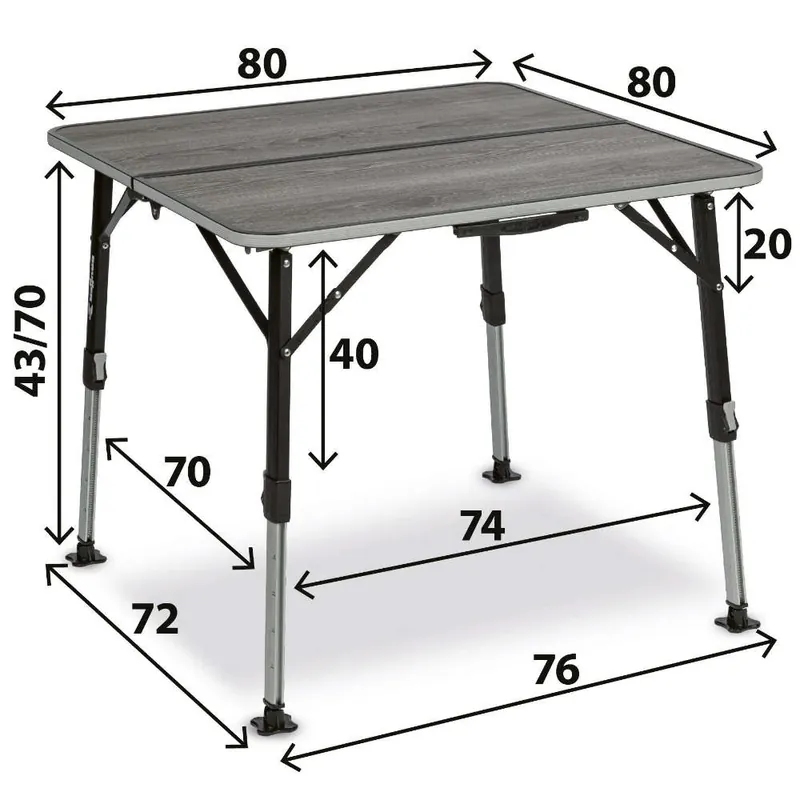 Brunner Campingtisch Elutop ComPack Square 80 Abverkauf