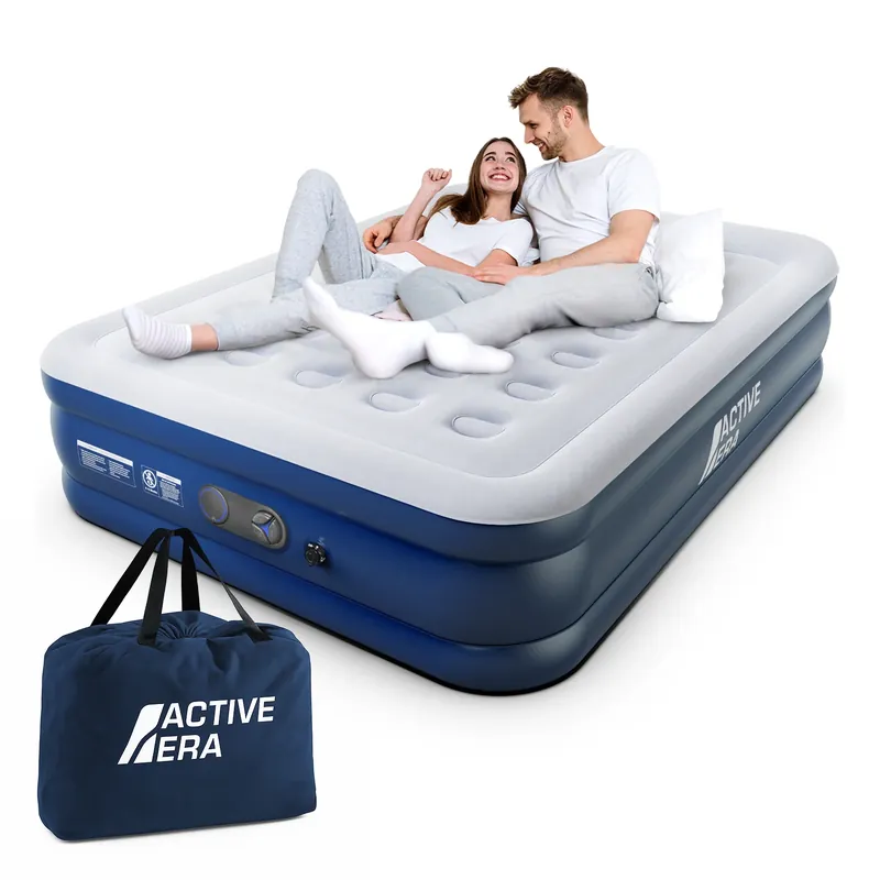 Premium Queen Size Air Bed – Grey/Navy Heißes Angebot