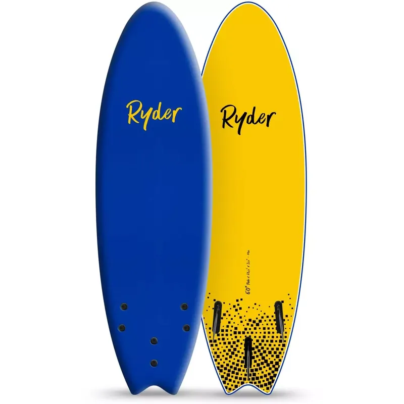 Surfbrett softboard Ryder Fish Blue/Yellow Direktkauf