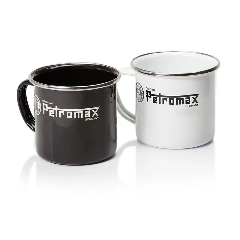 Echt Petromax Emaille Becher Weiß/ Schwarz